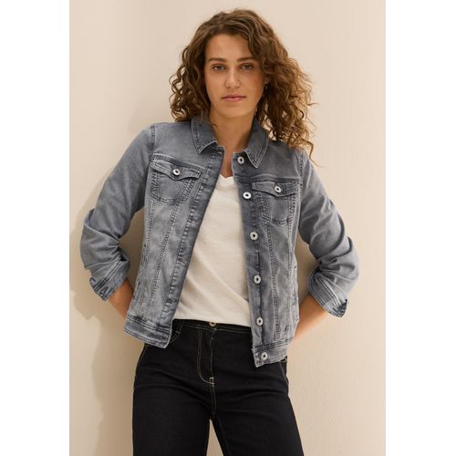Jeansjacke CECIL, Herren, Gr. XXL (46), grau (mid grau used wash), Denim/Jeans, Obermaterial: 77% Baumwolle, 20% Polyester, 3% Elasthan, unifarben, casual, regular fit taillenbedeckt, Langarm Manschette, Jacken, mit Hemdkragen