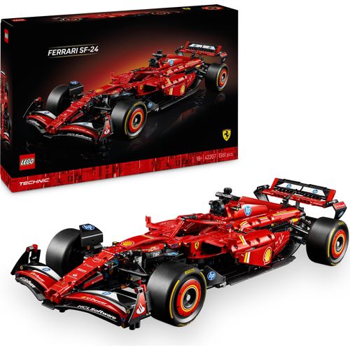 LEGO Technic Ferrari SF-24 F1 Rennauto - Modellauto für Erwachsene - Formel 1 Set zum Sammeln - V6-Motor, Getriebe, Lenkung und DRS im Maßstab 1:8 - Geschenk für Fans von Motorsport & Rennwagen 42207
