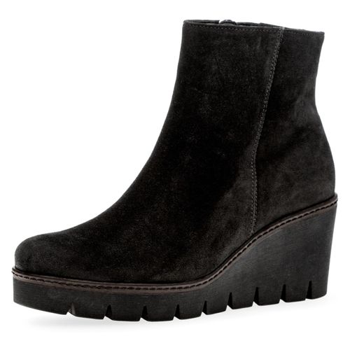 Stiefelette GABOR, Damen, Gr. 40, schwarz, Veloursleder, unifarben, modisch, Schuhe, Keilabsatz, Keilboots mit komfortabler Best Fitting-Ausstattung