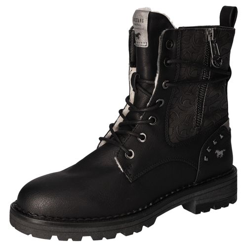 Winterboots MUSTANG SHOES, Damen, Gr. 40, schwarz, Lederimitat, unifarben, modisch, Schuhe, Blockabsatz, Winterstiefelette, Schnürboots, Logoschriftzüge