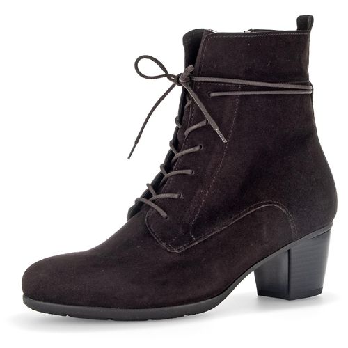 Schnürstiefelette GABOR, Damen, Gr. 41, braun (dunkelbraun), Ziegenveloursleder, unifarben, klassisch, Schuhe, mit praktischem Innenreißverschluss
