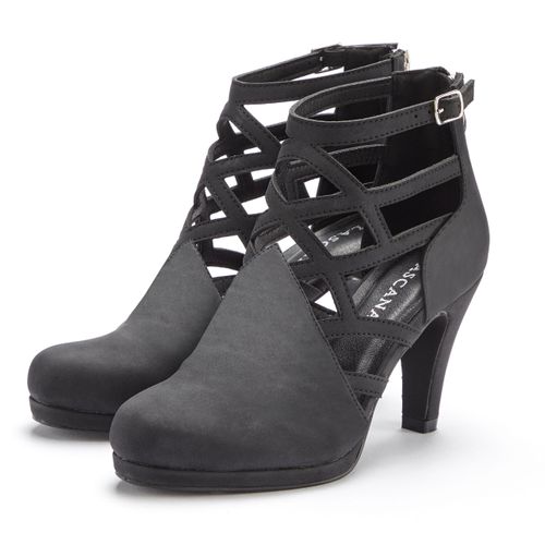 Stiefelette LASCANA, Damen, Gr. 40, schwarz, Obermaterial: 100% Lederimitat. Futter: 100% Lederimitat. Decksohle: 100% Lederimitat. Laufsohle: 100% Synthetik, unifarben, modisch, Schuhe, Stiefel, Boots mit Cut-Outs VEGAN