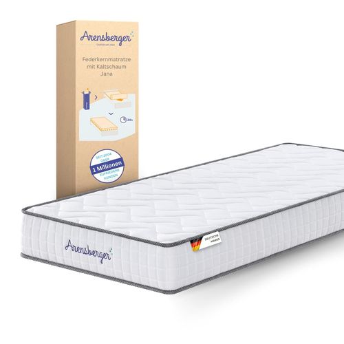 Arensberger JANA Federkernmatratze - 19cm Höhe - Matratze mit Schaumstoff Schicht - H2 H3 Mittelfest – 7 Zonen - Federkern - Liegekomfort 90x200cm