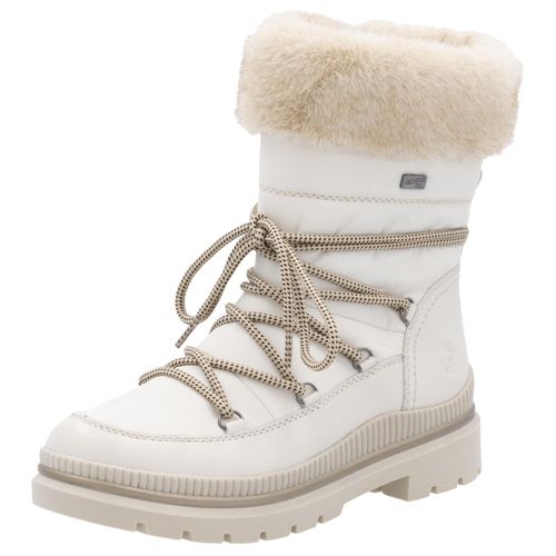 Winterboots REMONTE, Damen, Gr. 39, beige (weiß, hellbeige), Leder, Textil, klassisch, Schuhe, Blockabsatz, Winterstiefelette mit wasserabweisender TEX-Membran