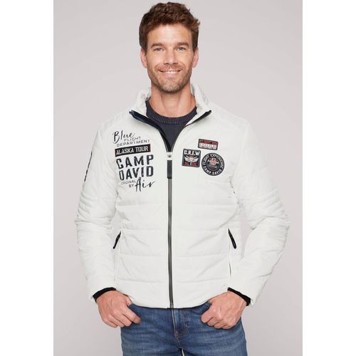 Outdoorjacke CAMP DAVID, Herren, Gr. L, grau (kitt), Obermaterial: 100% Polyester, bedruckt, casual, regular fit hüftlang, hoch geschlossener Ausschnitt, Langarm Bündchen, Jacken, mit Windbreaker-Bündchen im Ärmel