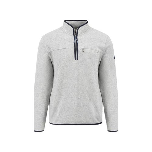 Troyer FYNCH-HATTON, Herren, Gr. M, grau (light grau), Obermaterial: 65% Polyester, 35% Baumwolle, casual, regular fit, Langarm, Pullover, mit praktischer Reißverschluss-Brusttasche