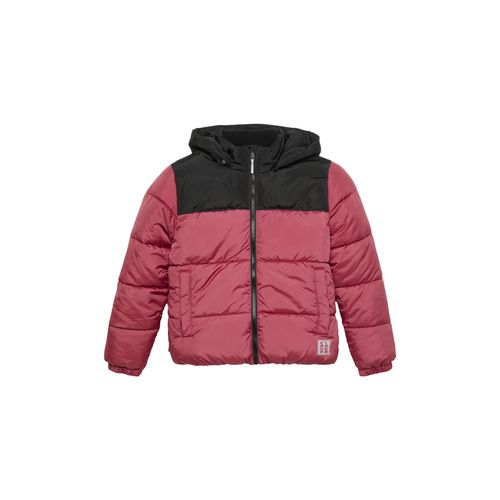 Steppjacke S.OLIVER JUNIOR, Mädchen, Gr. L (158/164), rosa (schwarz rose), Steppware, Obermaterial: 100% Polyester, mehrfarbig, casual, regular fit normal, ohne Ausschnitt, Langarm elastischer Bund, Jacken, mit Kapuze