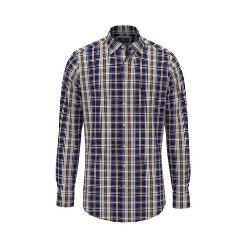 Karohemd FYNCH-HATTON, Herren, Gr. S, N-Gr, blau (navy), Obermaterial: 100% Baumwolle, kariert, casual, regular fit, Langarm mit Knöpfen, Hemden, mit Logo-Detail auf der Brusttasche