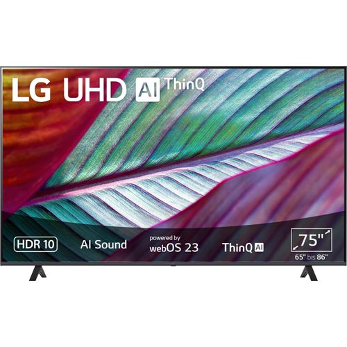 LG LCD-LED Fernseher, F (A-G), schwarz, 75, Fernseher, UHD,α5 Gen6 4K AI-Prozessor,HDR10,AI Sound,AI Brightness Control