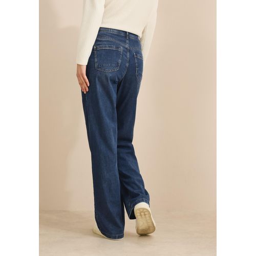 Loose-fit-Jeans CECIL, Damen, Gr. 36, Länge 30, blau (mid blau used wash), Jeans, 97% Lyocell, 3% Elasthan, unifarben, casual, lang, Jeans, im Loose Fit, Topseller
