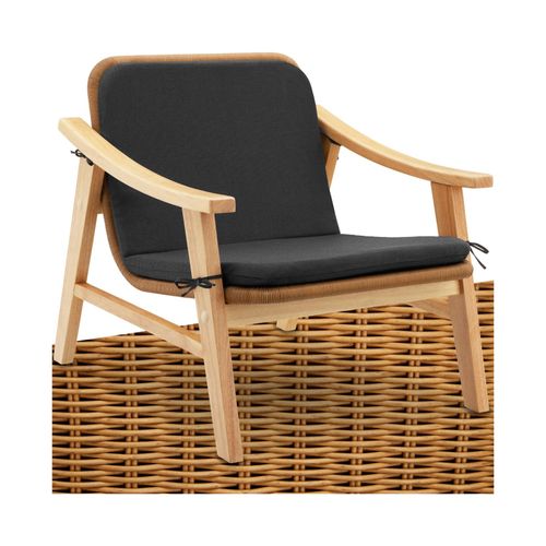 tectake® Rattan Stuhl, mit lackiertem Holzgestell, höhenverstellbare Füße, 69 x 76 x 69,5 cm