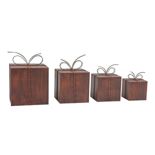 Metall-Deko Geschenkpakete, 4er Set