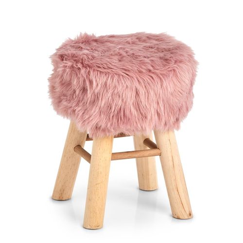 HTI-Living Sitzhocker Holz, Kunstfell Zottel