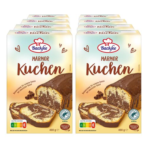 Backfee Backmischung Marmor Kuchen 480 g, 8er Pack