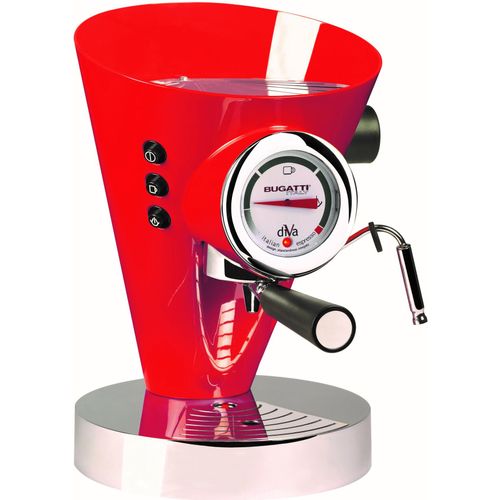 Bugatti DIVA Cromo Espressomaschine, Portionsgerät, Tassenwärmer, Milchaufschäumer