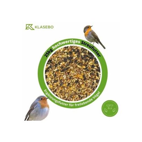 KLASEBO Streufutter 25 kg, Vogelfutter, Fettfutter, Wildvogelfutter, Wildvogelmischung