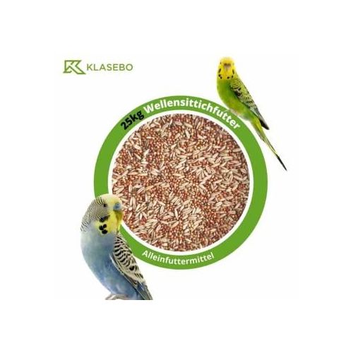 KLASEBO Wellensittichfutter 25kg, Vogelfutter, Sittichfutter, Kanarienvogel
