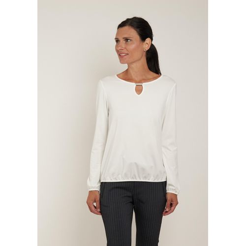 Langarmshirt SEIDEL MODEN, Damen, Gr. 48, weiß (sanftes weiß), Jersey, Obermaterial: 95% Viskose, 5% Elasthan, unifarben, casual, regular fit taillenbedeckt, Rundhals, Langarm elastischer Bund, Shirts, MADE IN GERMANY
