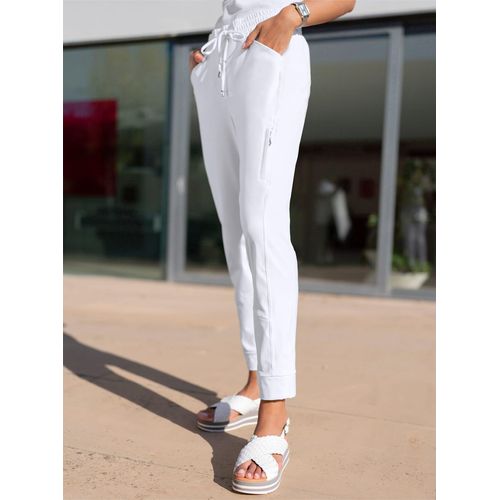 Jogger Pants HEINE, Damen, Gr. 46, Normalgrößen, weiß, 75% Polyamid, 25% Elasthan, unifarben, 7/8-Länge, Hosen