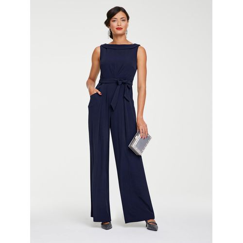 Overall HEINE, Damen, Gr. 42, Normalgrößen, blau (marine), 98% Polyester, 2% Elasthan, unifarben, lang, ohne Ärmel, Overalls, Topseller