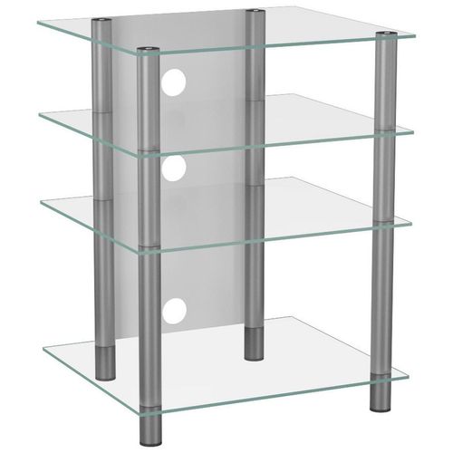 Mid.you Phonotisch , Klar, Silber , Metall, Glas , rechteckig , 54x70x47 cm , Kabelkanal , Kinder- & Jugendzimmer, Jugendmöbel, Phonomöbel