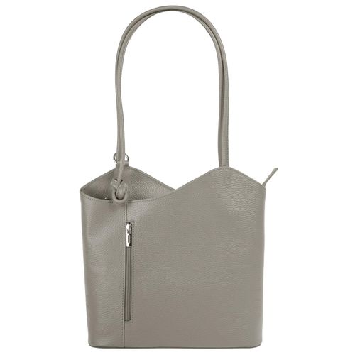 Cityrucksack CLUTY, Gr. B/H/T: 29cm x 28cm x 9cm, onesize, grau, Rindsleder, Leder, beschichtet, leicht glänzend, elegant, Rucksäcke, echt Leder, Made in Italy