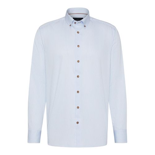 Langarmhemd BUGATTI, Herren, Gr. XXL, Normalgrößen, 320, hellblau, 100% Baumwolle, gestreift, casual, normal, Langarm eckige 2-Knopf-Manschette, Hemden, mit Button-Down-Kragen