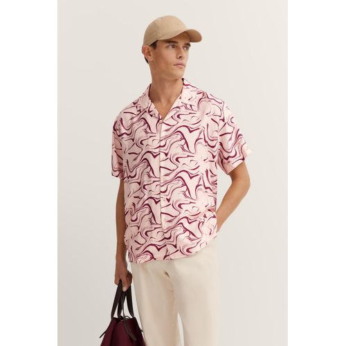 Kurzarmhemd BUGATTI, Herren, Gr. M, Normalgrößen, 980, bordeaux, 88% Viskose, 12% Polyester, casual, regular fit, Kurzarm gerader Abschluss, Hemden, mit Reverskragen