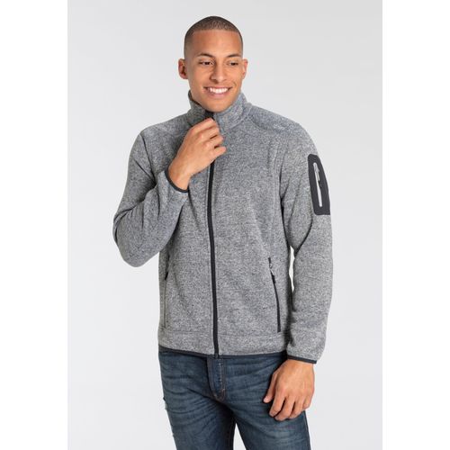 Strickfleecejacke CMP, Herren, Gr. 56, grau (dunkelgrau), Strick, Fleece, Obermaterial: 100% Polyester, sportlich, Langarm eingefasste Kante, Jacken, Wärmend & atmungsaktiv & schnell trocknend