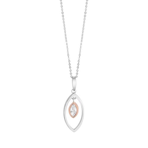 Zeeme Basic Anhänger mit Kette 925/- Sterling Silber rhodiniert zweifarbig Zirkonia