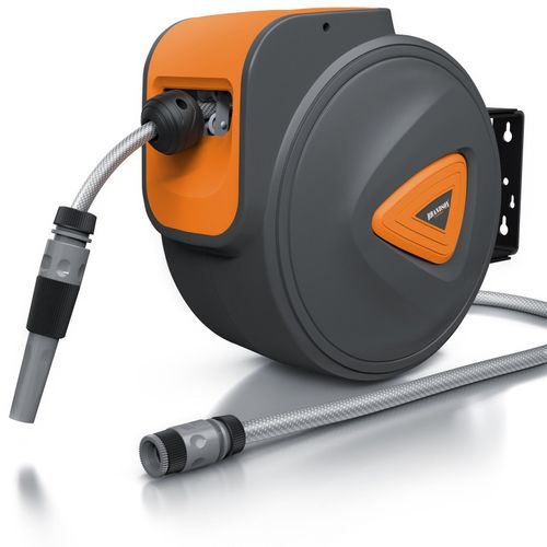 Brandson 20 m Schlauchtrommel - Gartenschlauch - automatisch einziehbar - Schlauchdurchmesser 13 mm - 180 Grad drehbar - kompatibel mit Gardena