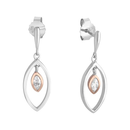 Zeeme Basic Ohrhänger 925 Sterling Silber rhodiniert zweifarbig Zirkonia