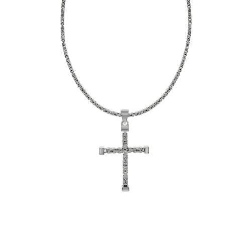 Zeeme Basic Halskette Silber 925 poliert mit Kreuz-Anhänger 55cm lang Königskette 2,2mm breit