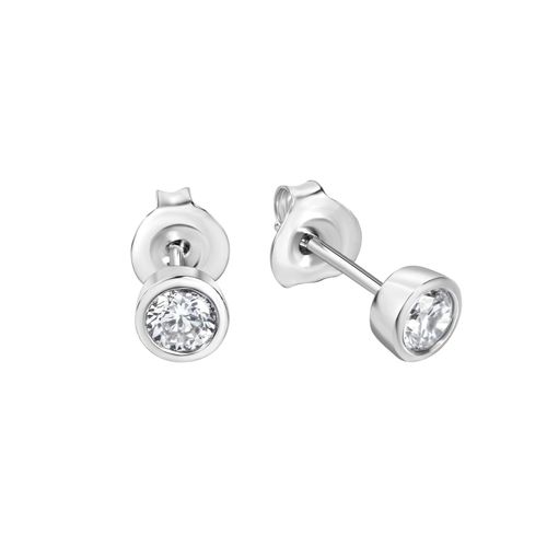 Zeeme Basic Ohrstecker Silber 925 rhodiniert mit Zirkonia weiß 4mm