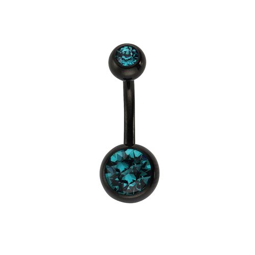 Zeeme Body Jewelry Piercing 316L Chirurgenstahl schwarz Kristall blau