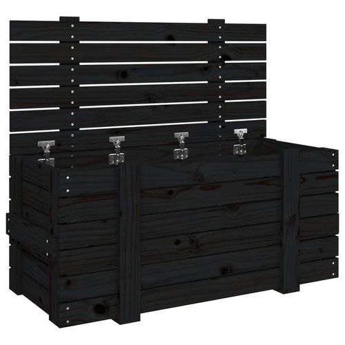Prolenta Premium - Truhe Schwarz 91x40,5x42 cm Massivholz Kiefer