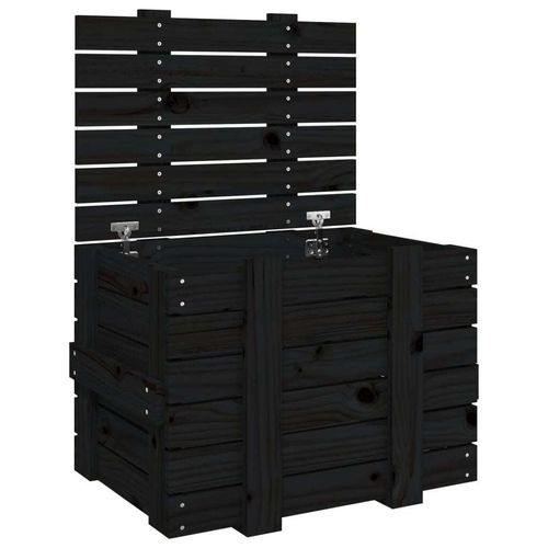 Prolenta Premium - Truhe Schwarz 58x40,5x42 cm Massivholz Kiefer