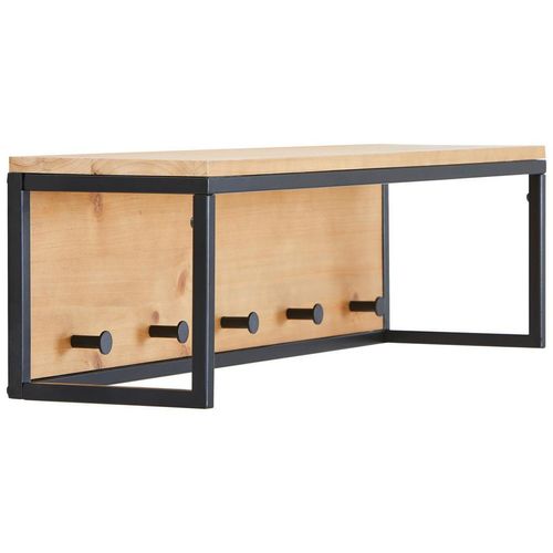 Mid.you Wandgarderobe , Natur, Schwarz , Holz, Metall , Tanne , vollmassiv , 79x22x20 cm , Bsci , Garderobe, Garderobenleisten & Garderobenhaken