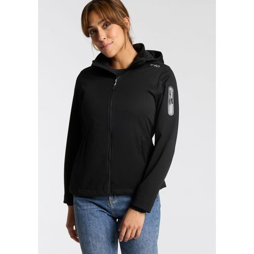 Softshelljacke CMP, Damen, Gr. 40, schwarz (nero), Softshell, Obermaterial: 100% Polyester. Innenseite: 100% Polyester, sportlich, hoch geschlossener Ausschnitt, Langarm eingefasste Kante, Jacken, Atmungsaktiv & Windabweisend & Wasserabweisend