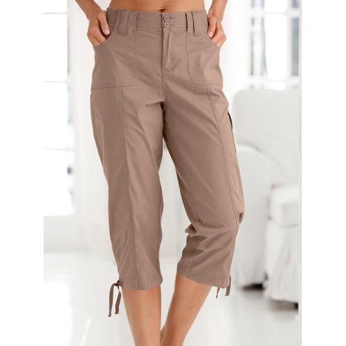 Caprihose CASUAL LOOKS, Damen, Gr. 22, Kurzgrößen, grau (taupe), 98% Baumwolle, 2% Elasthan, unifarben, 3/4-Länge, Hosen