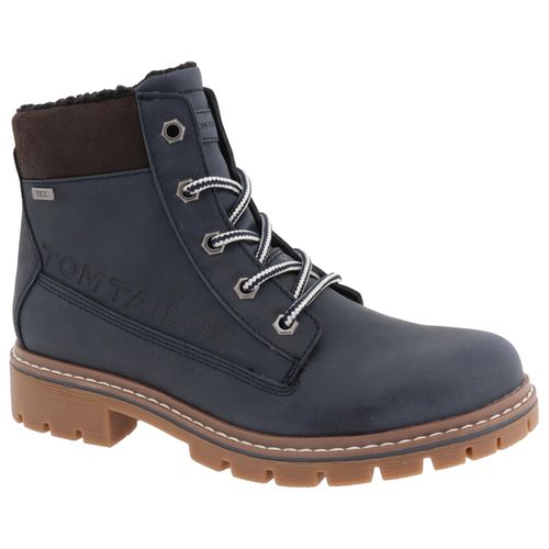 Schnürboots TOM TAILOR, Damen, Gr. 37, blau (jeansblau, kombiniert), Lederimitat, sportlich, Schuhe, mit gepolstertem Schaftrand; Komfortweite G