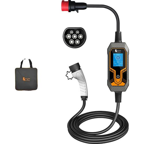 Tragbares EV-Ladegerät, 5 m Kabellänge, IP65 wasserdicht, 11kW 16A 3Phasen, TYPE2