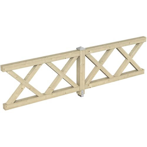 Brüstungsgeländer SKANHOLZ "Andreaskreuz", beige (natur), H:84cm L:335cm, Geländer