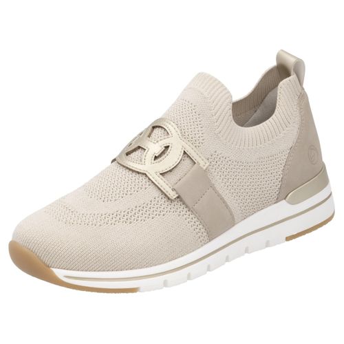 Slip-On Sneaker REMONTE, Damen, Gr. 41, beige (hellbeige), Textil, Lederimitat, unifarben, sportlich, Schuhe, Freizeitschuh, Halbschuh, Slipper mit Gummizug am Schaftrand