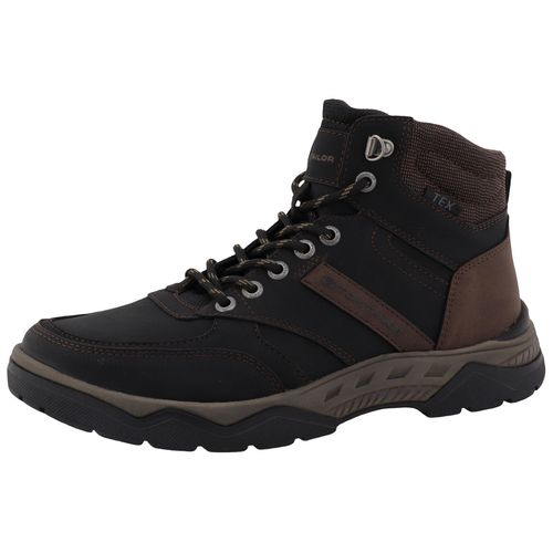 Schnürboots TOM TAILOR, Herren, Gr. 43, braun (schwarz, braun), Lederimitat, Textil, unifarben, kontrastfarbene Details, casual, Schuhe, High Top-Sneaker, Trekkingschuh mit Ösen im Bergsteiger-Look
