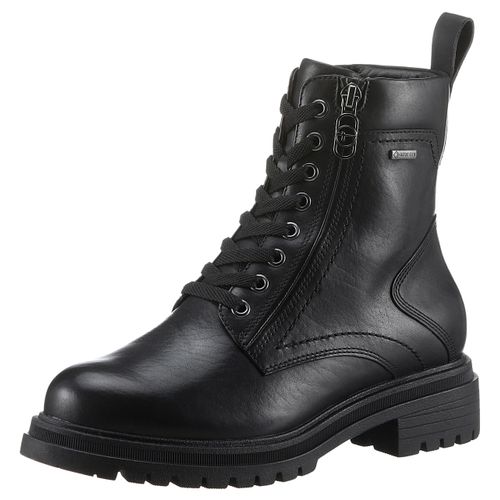 Schnürboots TAMARIS, Damen, Gr. 36, schwarz, Glattleder, unifarben, klassisch, Schuhe, Blockabsatz, Outdoorschuh, Schnürstiefelette, GORE-TEX-Ausstattung