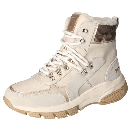 Winterboots MUSTANG SHOES, Damen, Gr. 41, beige (ecru), Lederimitat, sportlich, Schuhe, Schnürboots, Outdoorboots, Warmfutter, mit Schaftrandpolsterung