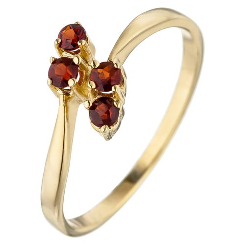 Goldring JOBO Gr. 54, gelb (gelbgold 375), Fingerringe, Damen, 54, Gelbgold 375, 375 Gold mit Granat