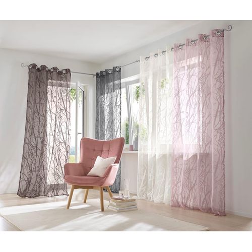 Gardine HEINE HOME Gr. 1, lila (mauve), B:140cm H:145cm, Polyester, Viskose, Gardinen