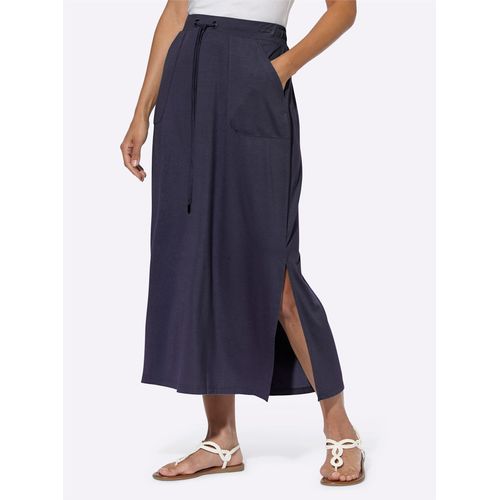 Jerseyrock CASUAL LOOKS, Damen, Gr. 42, blau (marine), 95% Viskose, 5% Elasthan, unifarben, wadenlang, Röcke